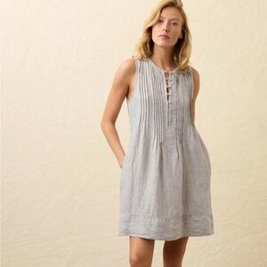 Faherty Isha Blue and White Striped dress